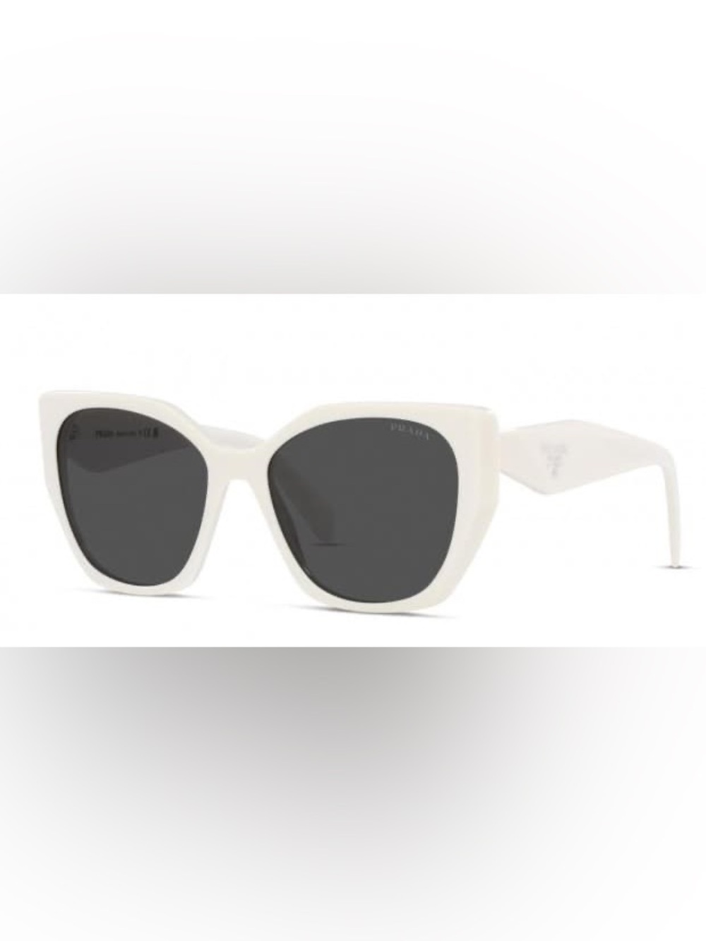 Prada White Frame Black Lens Cat-Eye Sunglasses — Modern Designer Style